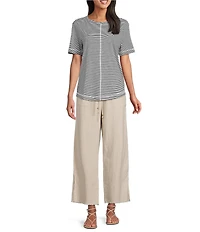 Westbound Petite Pull On Linen-Blend Pants