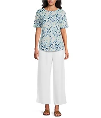 Westbound Petite Pull On Linen-Blend Pants