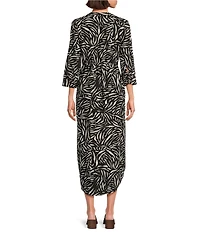 Westbound Petite Size 3/4 Rolled Sleeve Y-Neck Button Front Maxi Shirt Dress