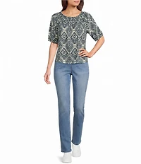 Westbound Petite Size Short Sleeve Crew Neck Knit Top