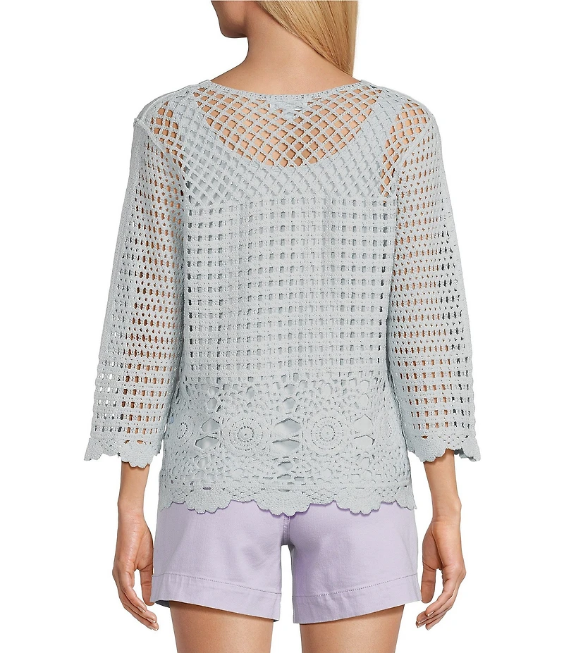 Westbound Petite Size 3/4 Sleeve Crochet Top