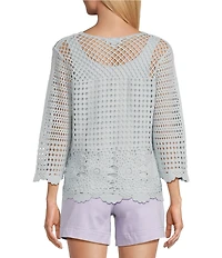 Westbound Petite Size 3/4 Sleeve Crochet Top