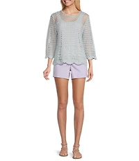 Westbound Petite Size 3/4 Sleeve Crochet Top