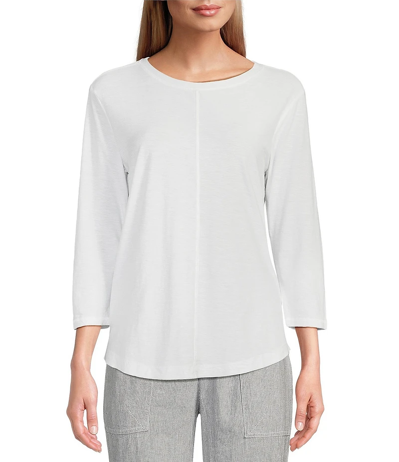 Westbound Petite Size 3/4 Sleeve Knit Crew Neck Top
