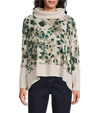 Westbound Petite Size Animal Print Long Sleeve Mock Neck Knit Top