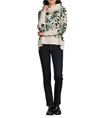 Westbound Petite Size Animal Print Long Sleeve Mock Neck Knit Top