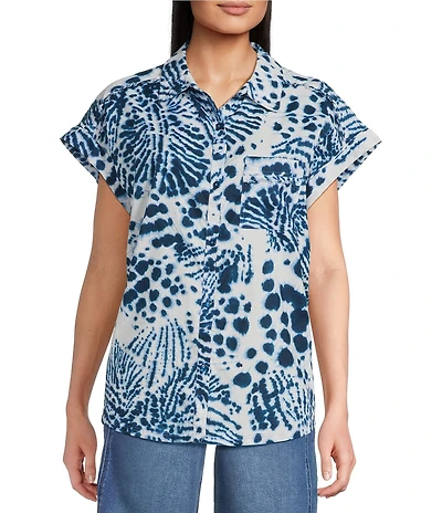 Westbound Petite Size Button Front Tie Hem Top