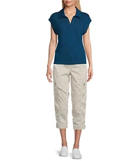 Westbound Petite Size Cap Sleeve Collared Top
