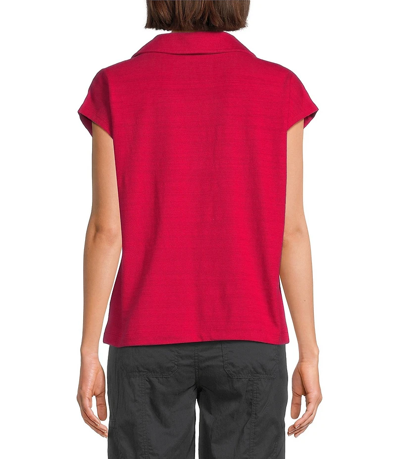 Westbound Petite Size Cap Sleeve Collared Top
