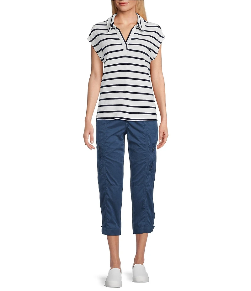 Westbound Petite Size Cap Sleeve Polo Top