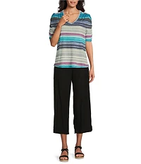Westbound Petite Size Linen Blend Crop Pull-On Pants
