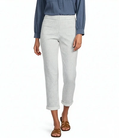 Westbound Petite Herringbone Striped High Rise Crop Pants