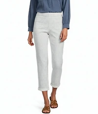 Westbound Petite Herringbone Striped High Rise Crop Pants