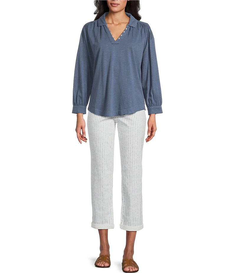 Westbound Petite Herringbone Striped High Rise Crop Pants