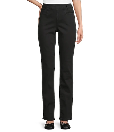Westbound Petite Size High Rise Patch Pocket Straight Leg Pull-On Pants