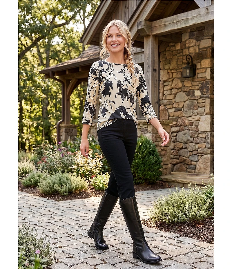 Westbound Petite Size High Rise Patch Pocket Straight Leg Full Length Pull-On Pants