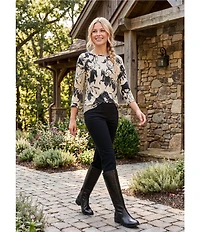 Westbound Petite Size High Rise Patch Pocket Straight Leg Full Length Pull-On Pants