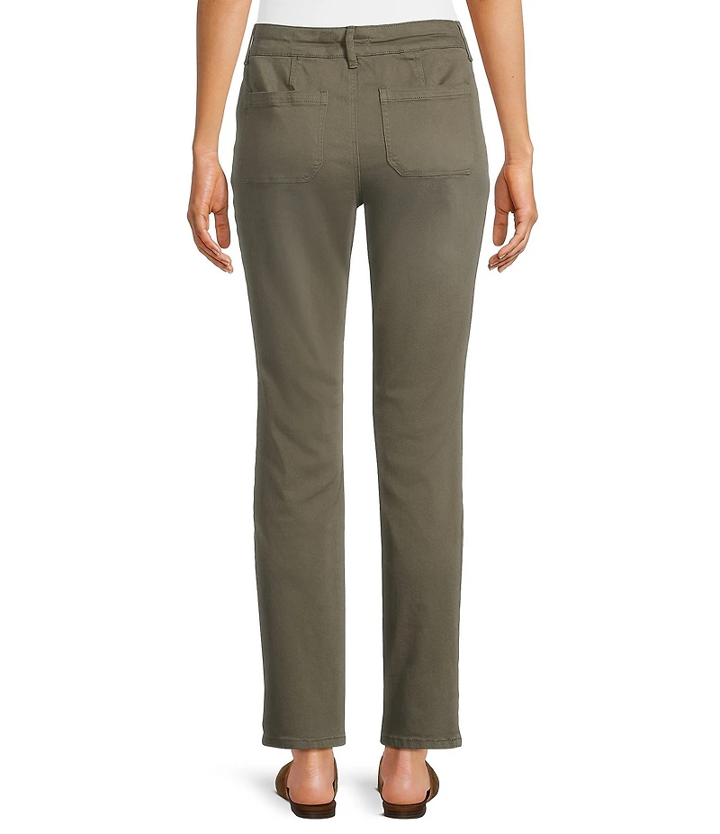 Westbound Petite Size High Rise Patch Pocket Straight Leg Pull-On Pants