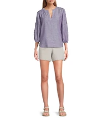 Westbound Petite Size High Rise Pull On Flat Front Shorts