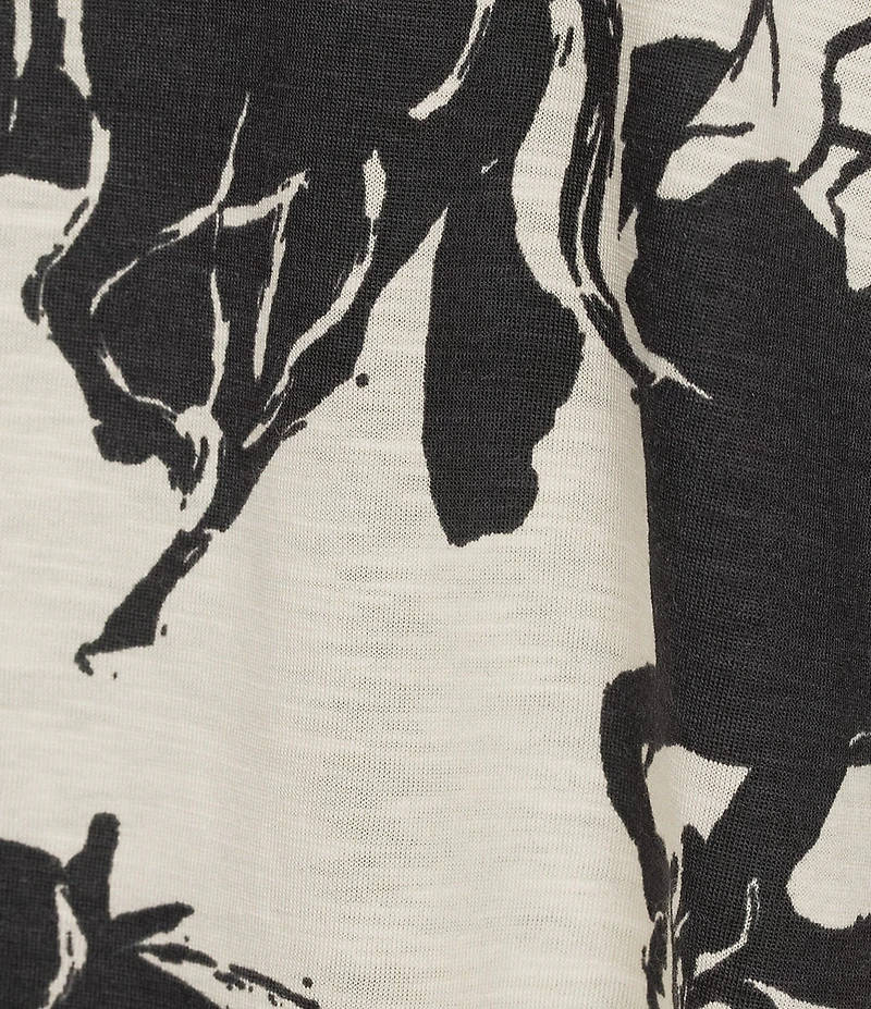Westbound Petite Size Horses Print 3/4 Sleeve Knit Crew Neck Top