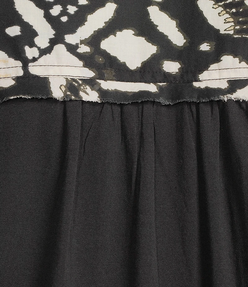 Westbound Petite Size Ikat Stripe Print Button Front Tie Hem Top
