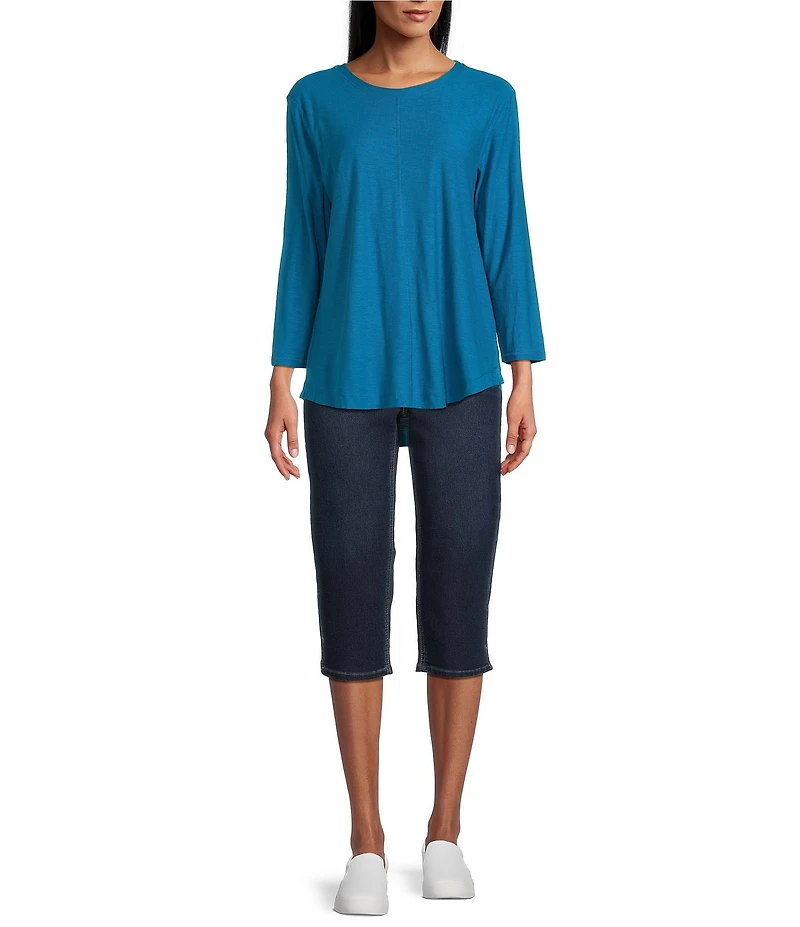 Westbound Petite Size Knit 3/4 Sleeve Crew Neck Tee