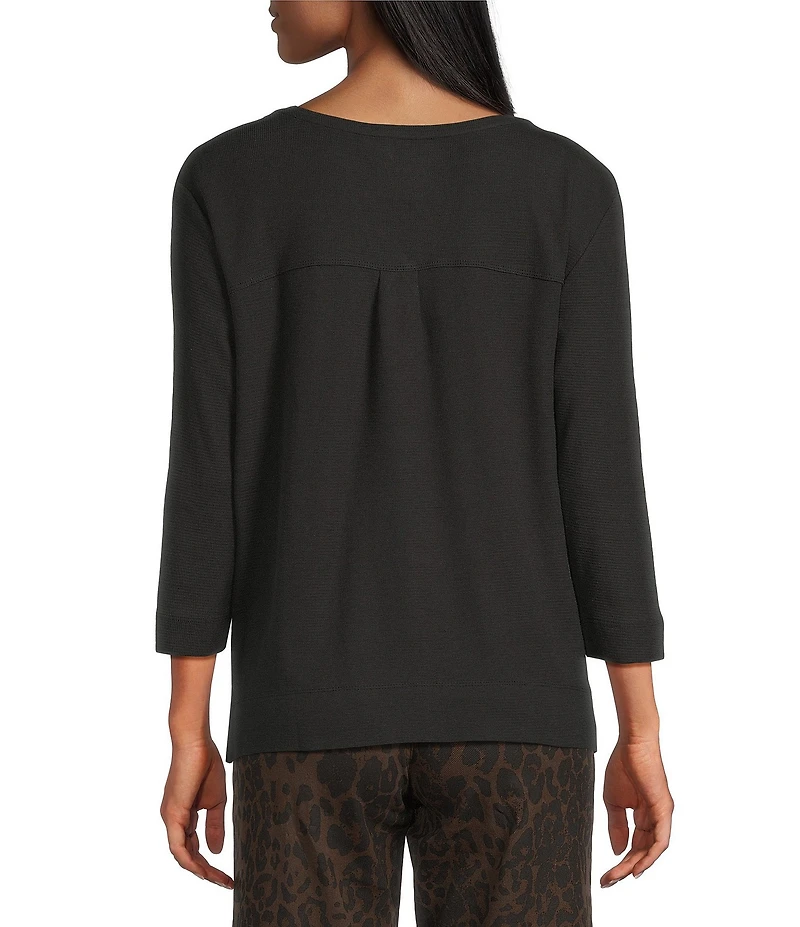 Westbound Petite Size Knit 3/4 Sleeve Henley Top