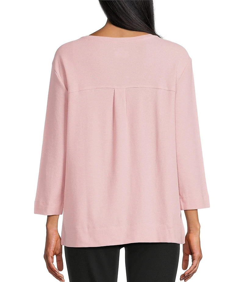 Westbound Petite Size Knit 3/4 Sleeve Henley Top