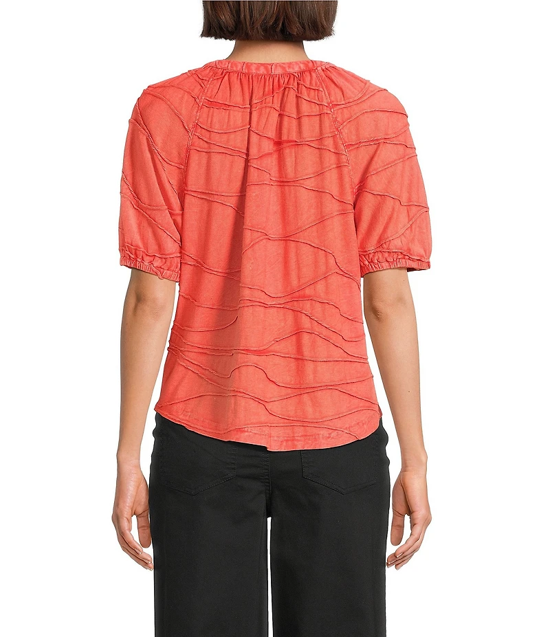 Westbound Petite Size Knit Elbow Sleeve Henley Top