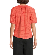 Westbound Petite Size Knit Elbow Sleeve Henley Top