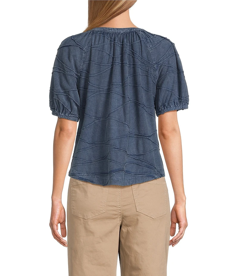 Westbound Petite Size Knit Elbow Sleeve Henley Top