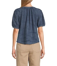 Westbound Petite Size Knit Elbow Sleeve Henley Top