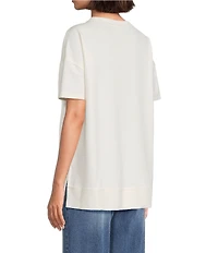 Westbound Petite Size Knit Short Sleeve Crew Neck Pocket Tee