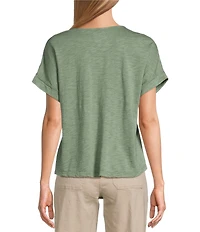 Westbound Petite Size Knit V-Neck Flowy Top