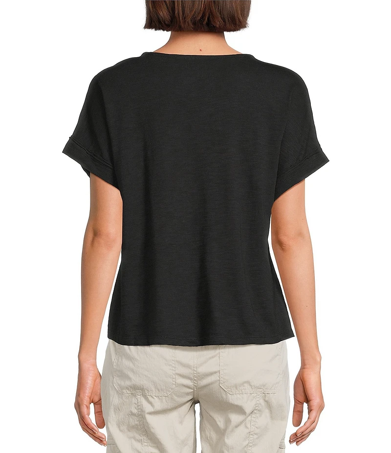 Westbound Petite Size Knit V-Neck Flowy Top