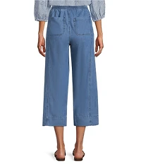 Westbound Petite Size Linen Blend Pull On Crop Pants