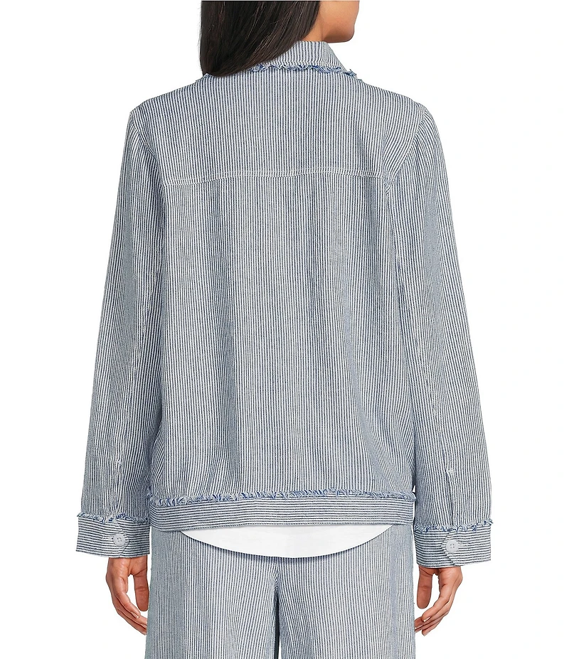 Westbound Petite Size Long Sleeve Button Front Linen-Blend Jacket