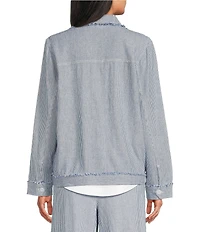 Westbound Petite Size Long Sleeve Button Front Linen-Blend Jacket