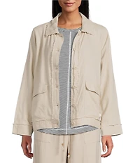 Westbound Petite Size Linen-Blend Long Sleeve Button Front Jacket