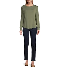 Westbound Petite Size Long Sleeve Crew Neck Knit Tee