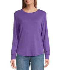 Westbound Petite Size Long Sleeve Crew Neck Knit Tee