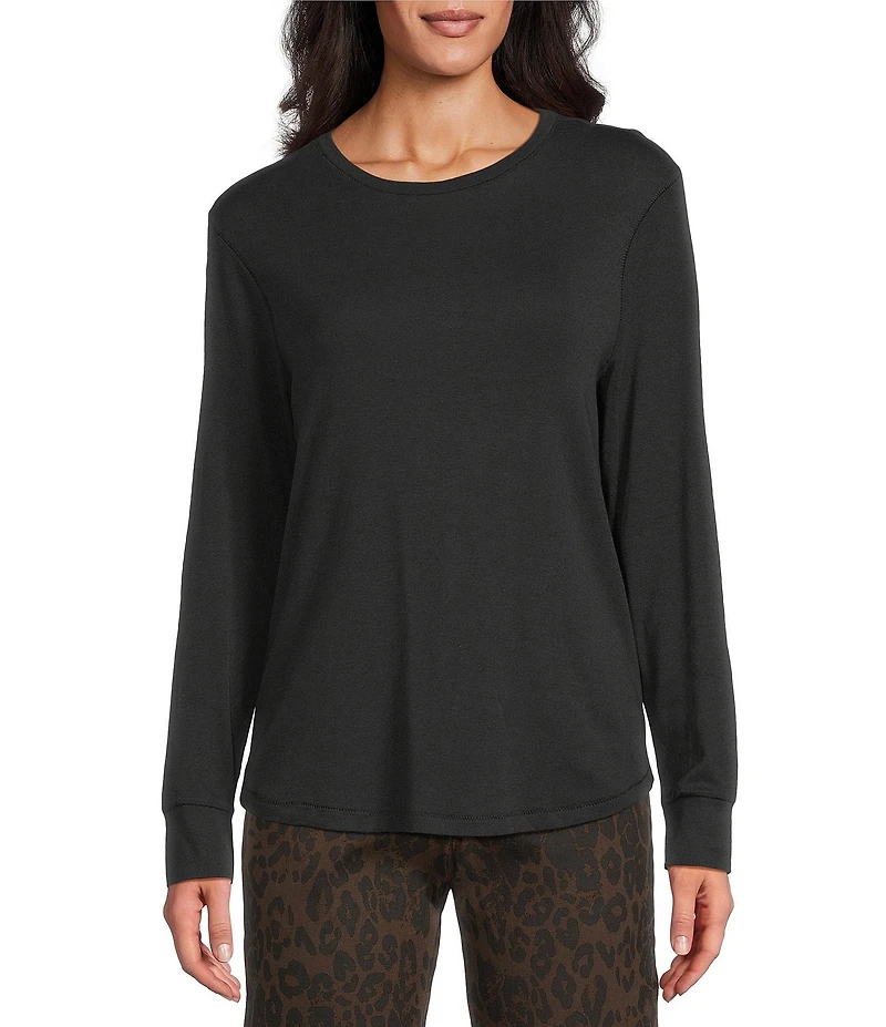 Westbound Petite Size Long Sleeve Crew Neck Knit Tee