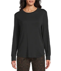 Westbound Petite Size Long Sleeve Crew Neck Knit Tee