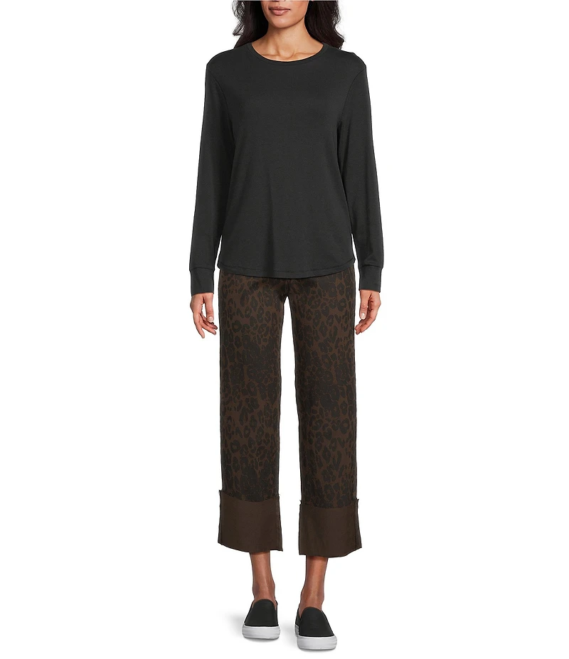 Westbound Petite Size Long Sleeve Crew Neck Knit Tee