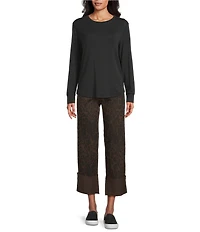 Westbound Petite Size Long Sleeve Crew Neck Knit Tee