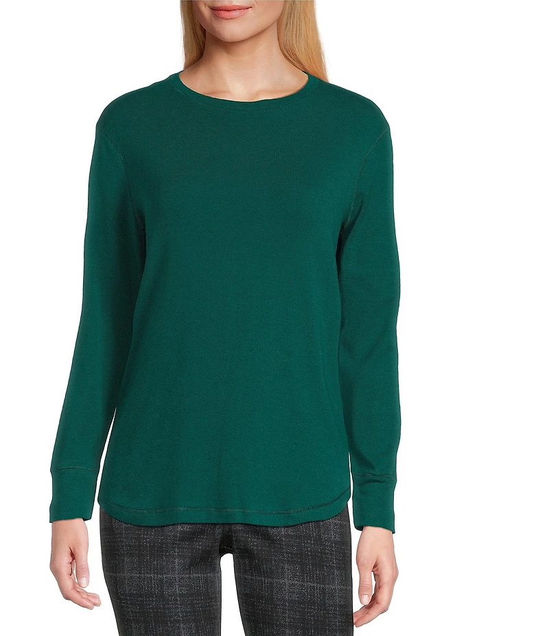 Westbound Petite Size Long Sleeve Crew Neck Knit Tee