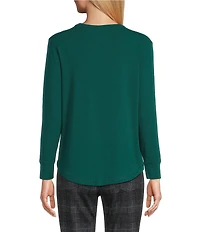 Westbound Petite Size Long Sleeve Crew Neck Knit Tee