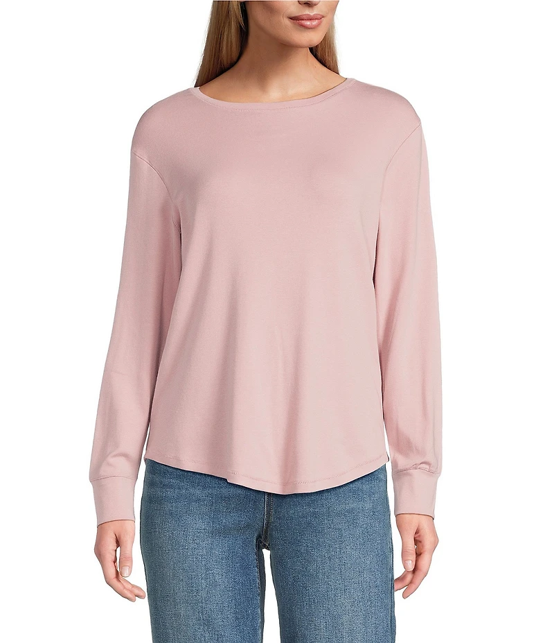 Westbound Petite Size Long Sleeve Crew Neck Knit Tee