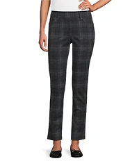 Westbound Petite Size Plaid Print High Rise Pull-On Skinny Pants