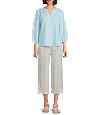Westbound Petite Size Pull On Linen-Blend Crop Pants